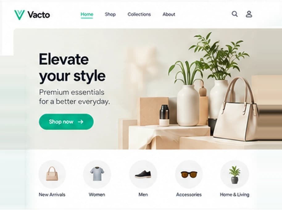 Illustrative storefront on desktop